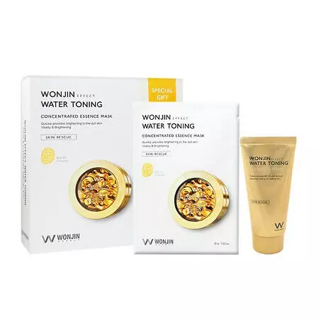 Набор лифтинг маски и пенки в подарок WONJIN Water Toning Concentrated Essence Mask